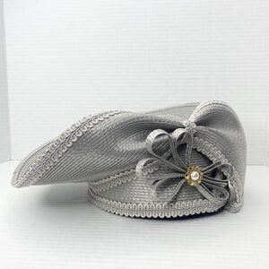 Vintage Mr. Song Creative Classic Silver Straw Hat Derby Church Wedding